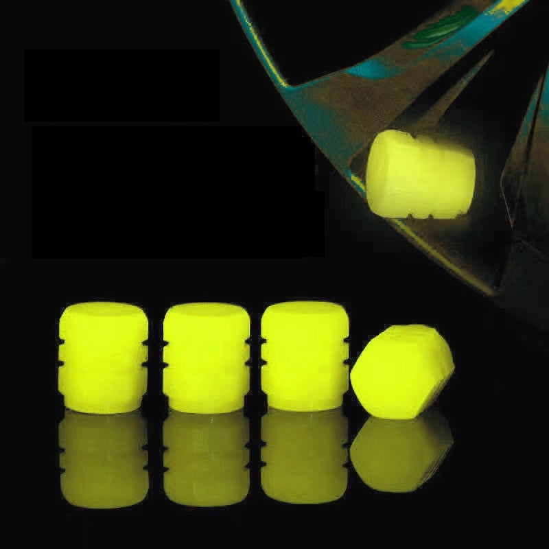 8pcs Car Luminous Tire Valve Caps Fluorescent at Night