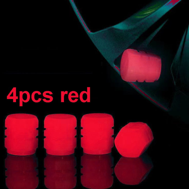 8pcs Car Luminous Tire Valve Caps Fluorescent at Night